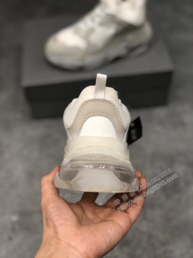 Balenciaga經典款男鞋 真氣墊底白色巴黎世家頂級版本透明氣墊鞋 Balenciaga Triple S老爹鞋 Balenciaga情侶款老爹鞋  hdbl1005